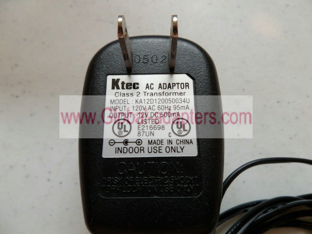 New Ktec KA12D050030023U DC 12V 500mA Class 2 Transformer AC Adapter